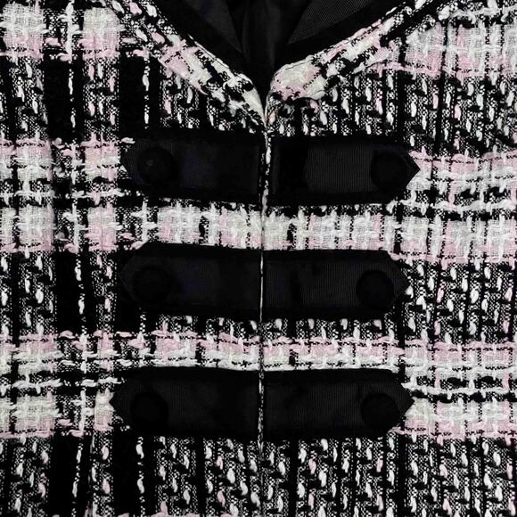 Wet Seal Tweed Plaid Blazer Jacket Women’s Sz M Black White Acrylic Long Sleeve - Picture 6 of 8